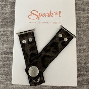 Lux clouded large, leopard nubuck skinny watchband